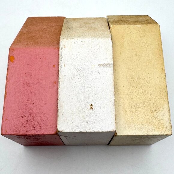 Hand-Painted Wooden Village House Decor Blocks Set Of 3 Vintage - Picture 7 of 7